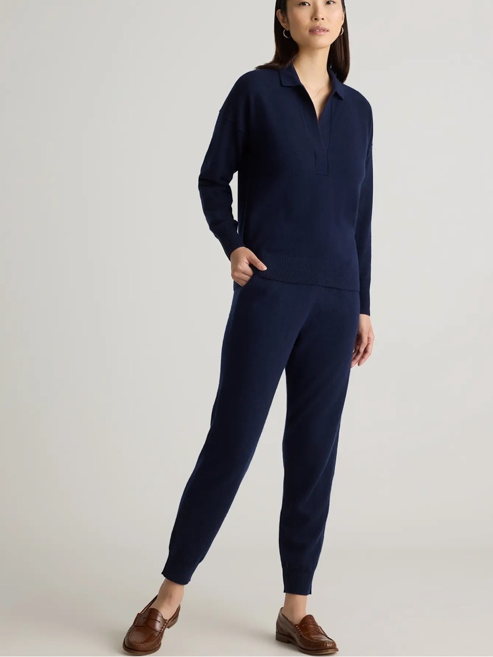 Quince Navy Knit Jogger Pants